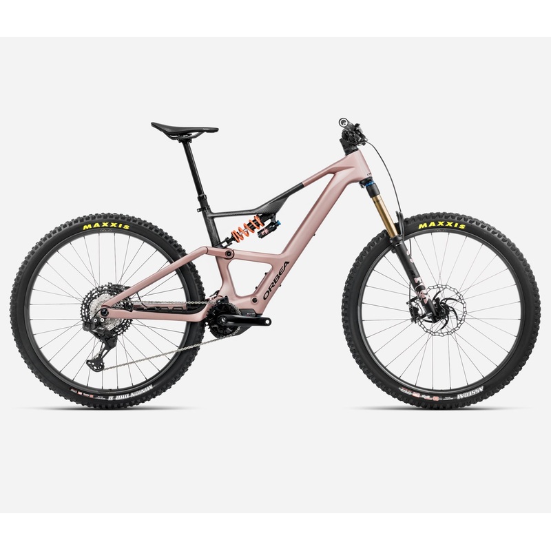 NEW 2025 Orbea Rise LT M-Team Carbon 20mph E-Mountain Bike – Shimano XT Di2 M8150, Shimano EP801 RS Gen2 MC Desert Rose – Carbon Raw (Matte) S639 – 420Wh S