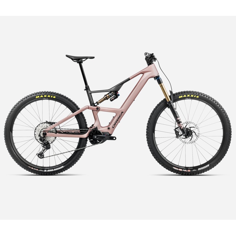 NEW 2025 Orbea Rise LT M10 Carbon 20mph E-Mountain Bike – Shimano XT M8100, Shimano EP801 RS Gen2 MC Desert Rose – Carbon Raw (Matte) S638 – 420Wh S