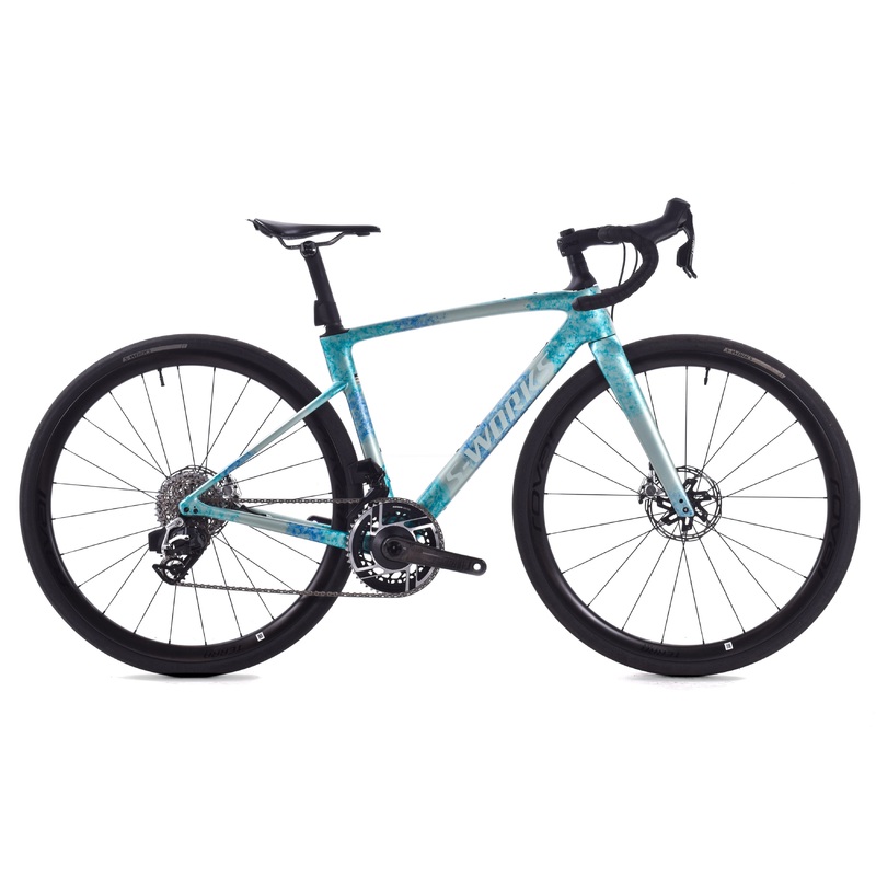 USED 2024 Specialized S-Works Roubaix SL8 Carbon Road Bike 52cm SRAM Red AXS E1 2×12 Satin Metallic White Sage/Ink