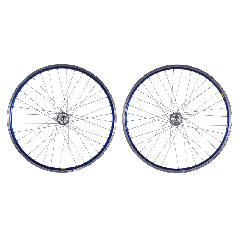 USED FIR Track Wheelset with Vintage Campagnolo Hubs Blue Rims Fixed Gear