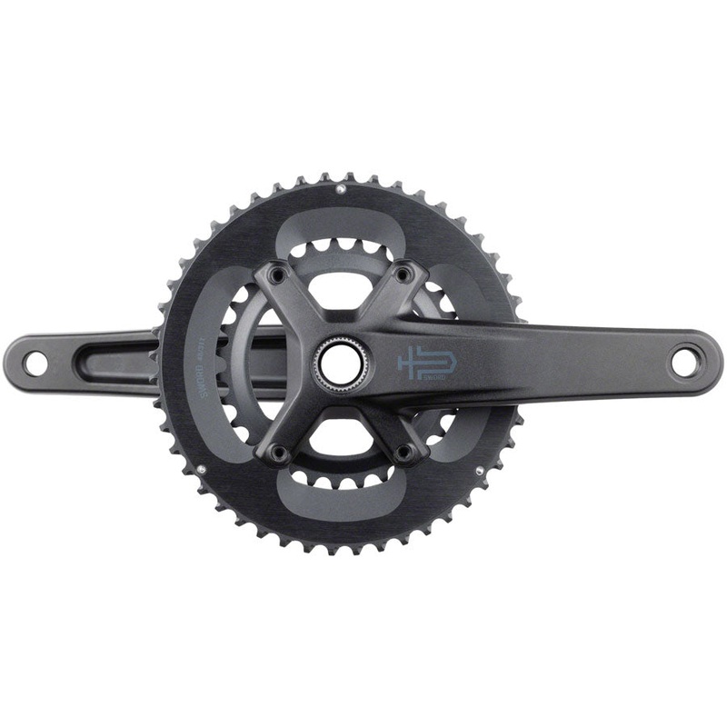 NEW microSHIFT Sword 2x Crankset – 10-Speed, 110 Asym BCD, 24mm Spindle, Black 48/31t 165mm