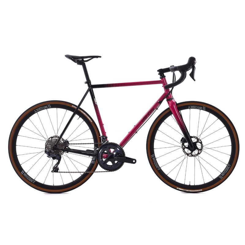 USED All-City Zig Zag Ultegra – Sour Cherry Seltzer Steel Road Bike 55cm Carbon Wheels 2×11