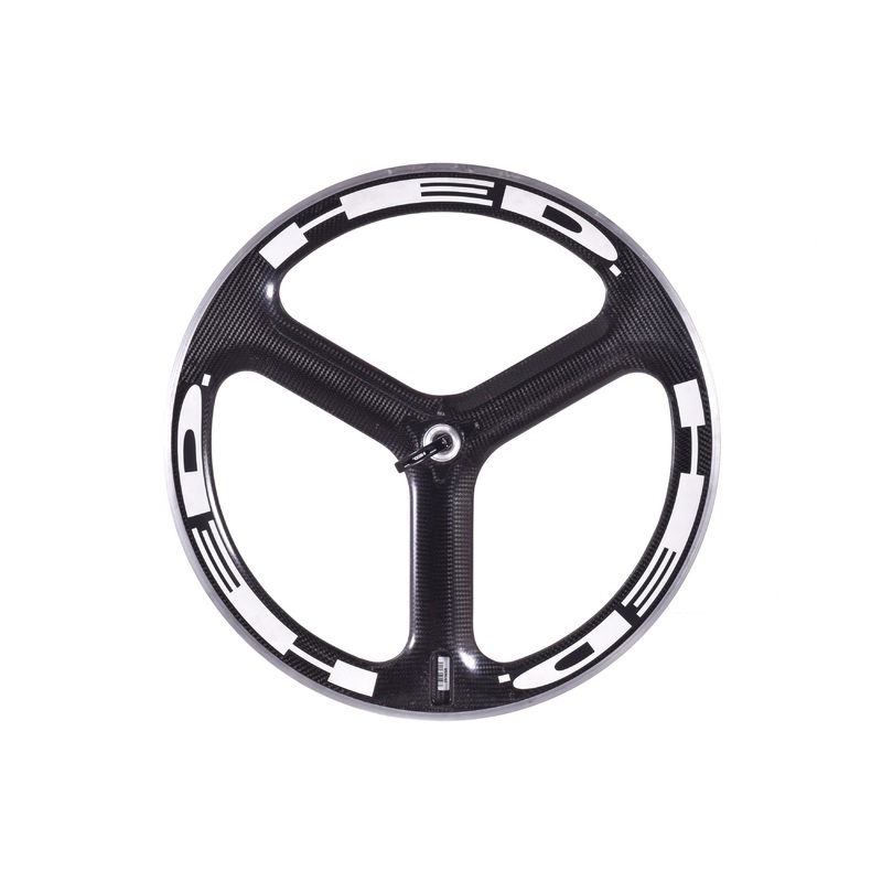 USED HED Tri-Spoke Carbon Fiber Front Wheel 700c Aero Rim Brake Clincher Quick Release