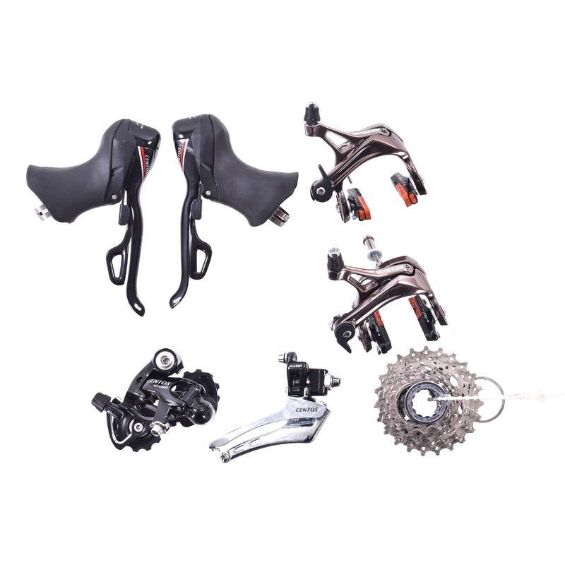 USED Microshift Centos 2×10 speed Mini-Groupset Shifters, derailleurs, w/ FSA SL-K Rim Brakes Road