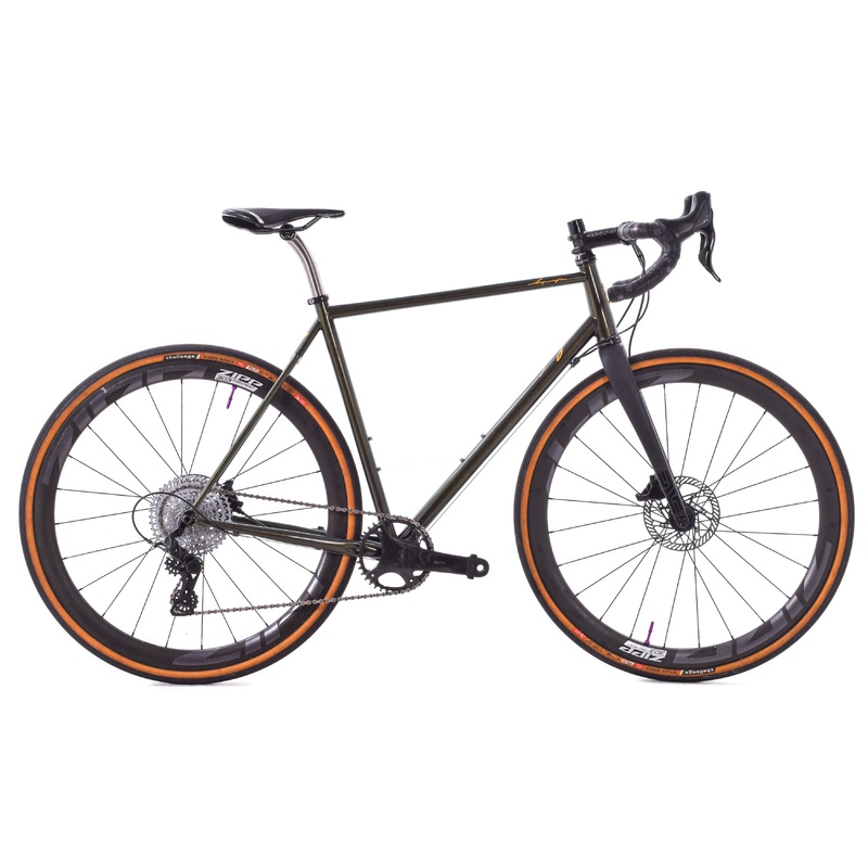 USED Custom Sycip Steel Gravel All-Road Bike 56cm Campagnolo Ekar 1×13 speed ENVE Fork Zipp 303 Wheels Green Sparkle
