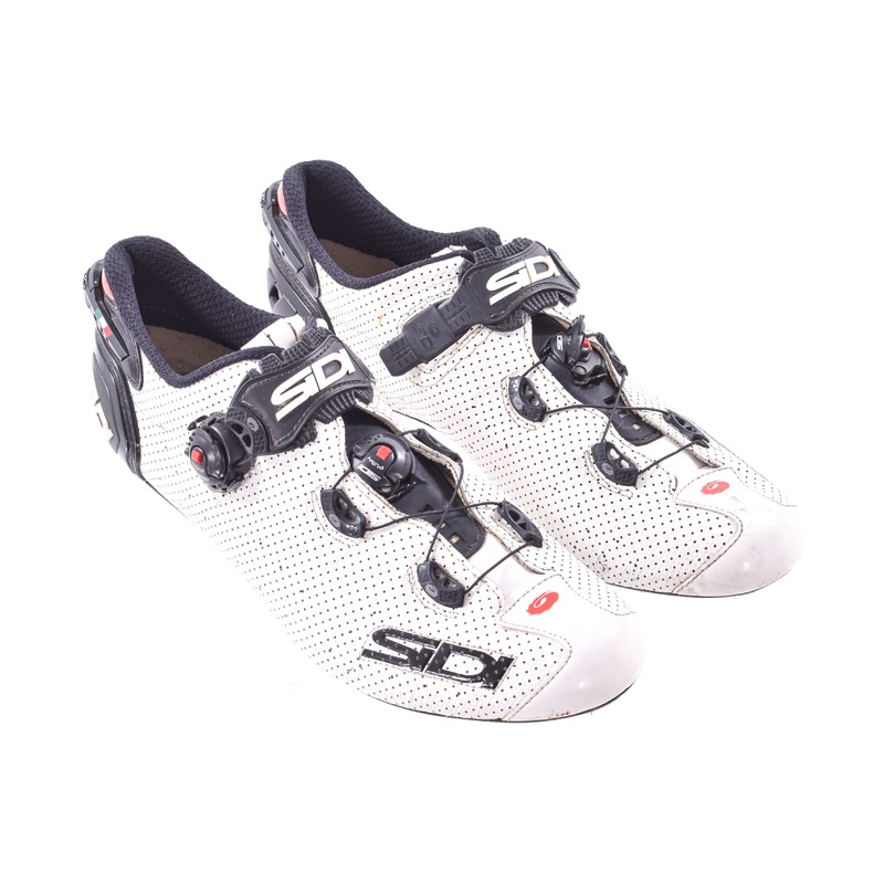 USED SIDI Genius 10 Road Shoe EU 45 US 11.5 Carbon Sole White/Black Carbon Sole