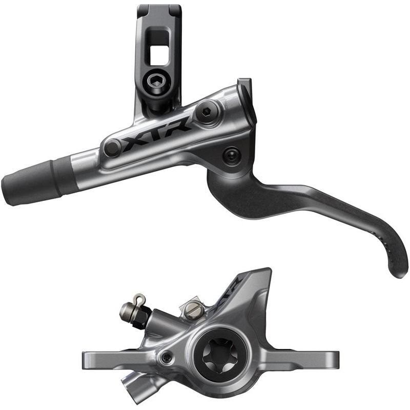 NEW Shimano XTR M9200 XC Disc Brake and Lever – Left/Front,  Post Mount, 2-Piston Caliper, SM-BH90-SS Hose, Metal Pads, Gray