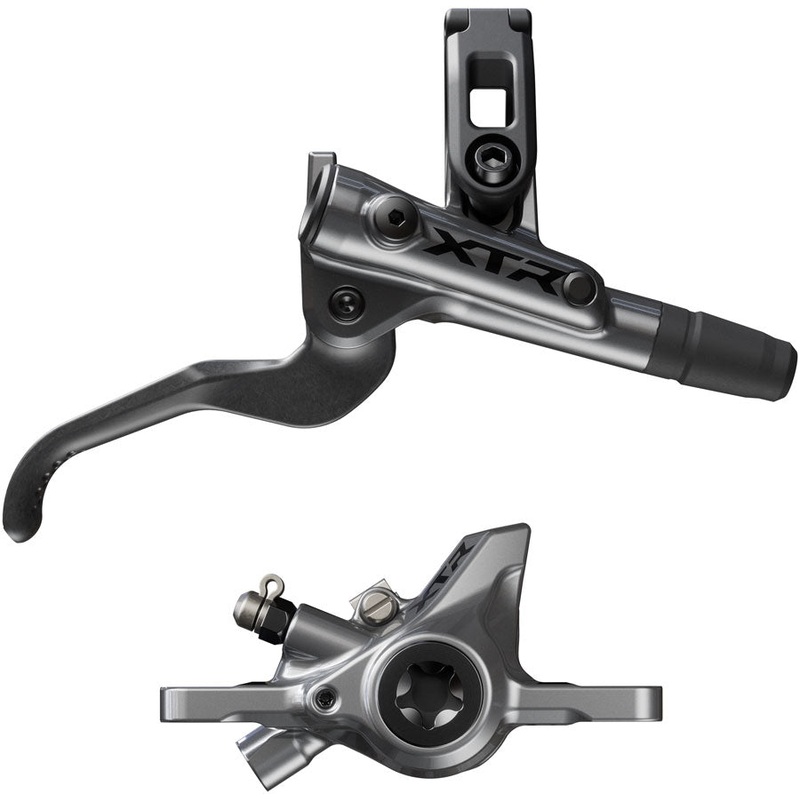 NEW Shimano XTR M9200 XC Disc Brake and Lever – Right/Rear, Post Mount, 2-Piston Caliper, SM-BH90-SS Hose, Metal Pads, Gray
