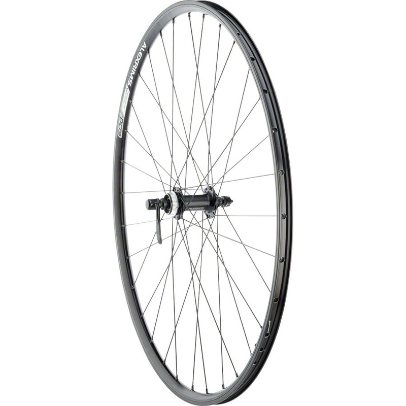 NEW Quality Wheels Value Double Wall Series Rim+Disc Front Wheel – 700 QR x 100mm Center-Lock Black Clincher