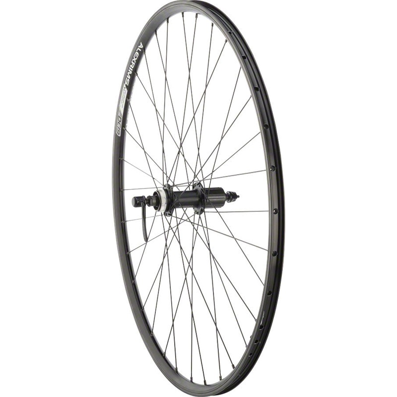 NEW Quality Wheels Value Double Wall Series Rim+Disc Rear Wheel – 700 QR x 135mm Center-Lock HG 10 Black Clincher