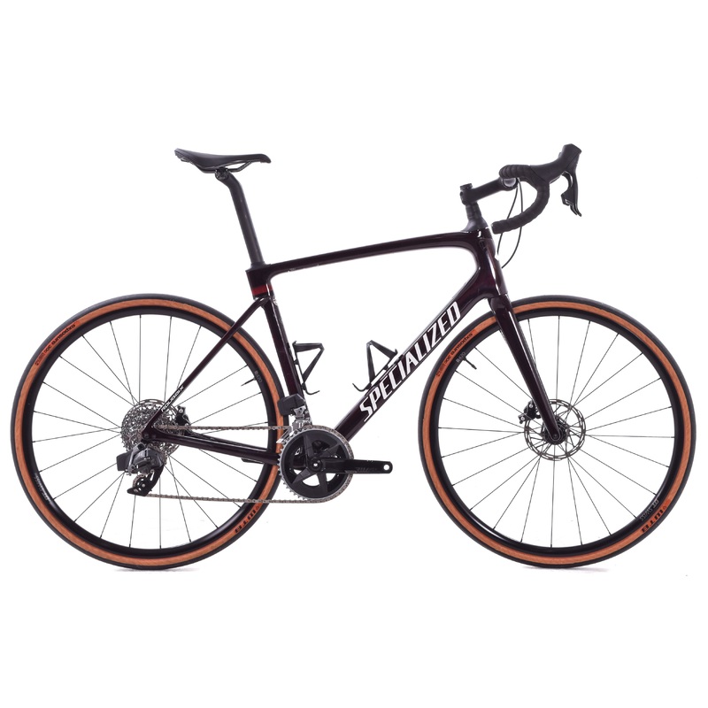 USED 2023 Specialized Roubaix Comp 58cm Carbon Road Bike SRAM Rival AXS 2×12 speed Dark Red