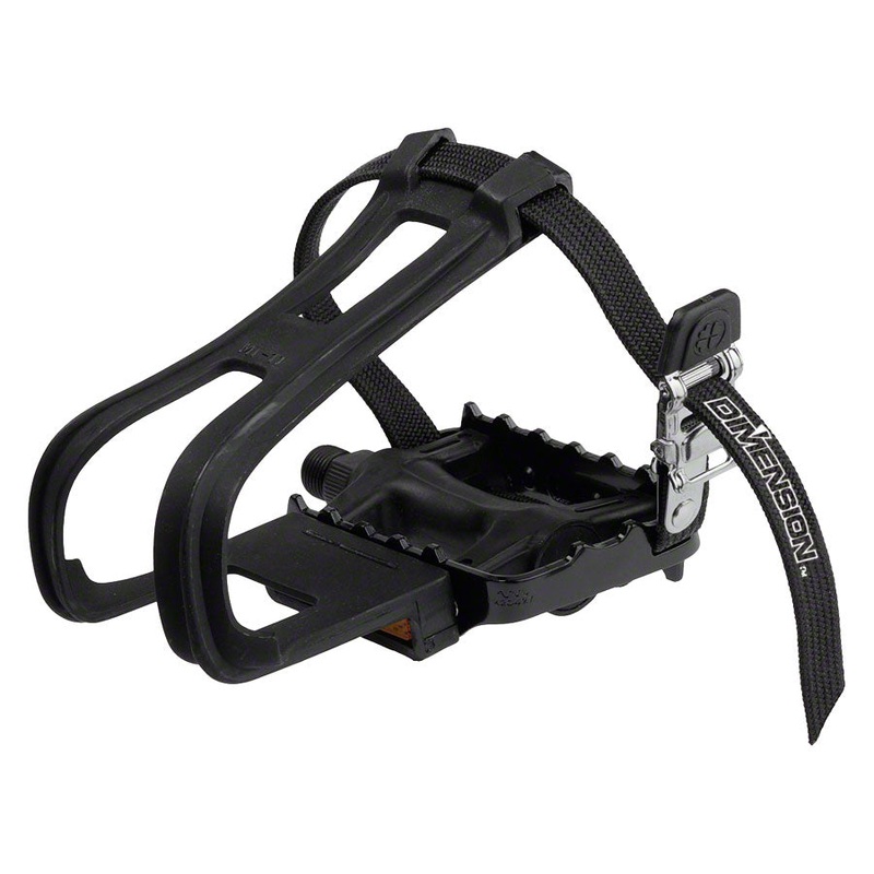 NEW Dimension Sport Combo Pedals/Toe Clip Combo – Plastic, 9/16″, Black