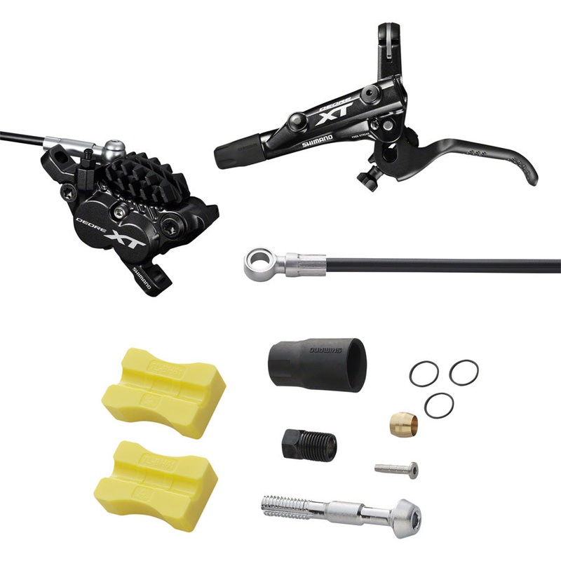 NEW Shimano XT BL-M8000/BR-M8020 Disc Brake and Lever – Front, Hydraulic, Post Mount, 4-Piston, Finned Metal Pads, Black