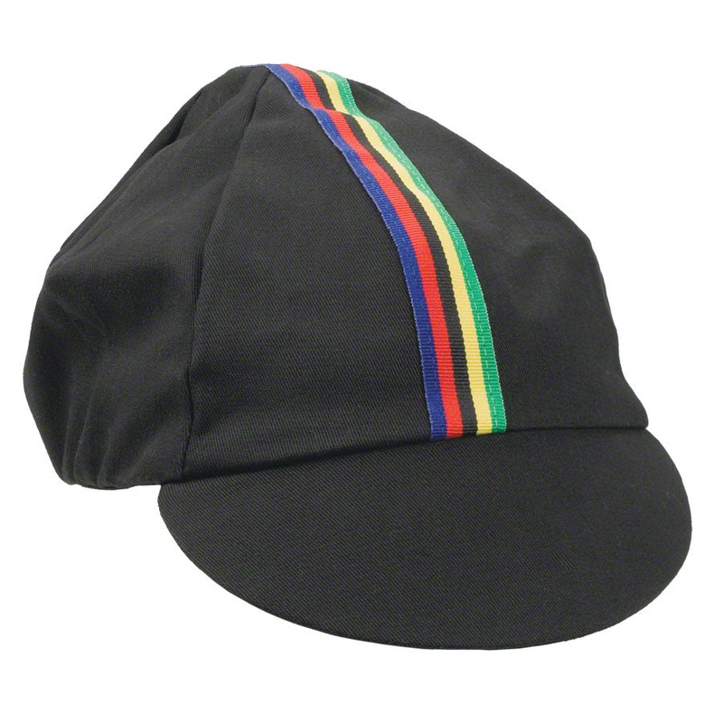 NEW Pace Sportswear Traditional Cycling Cap: Black/World Champion Stripe, MD/LG