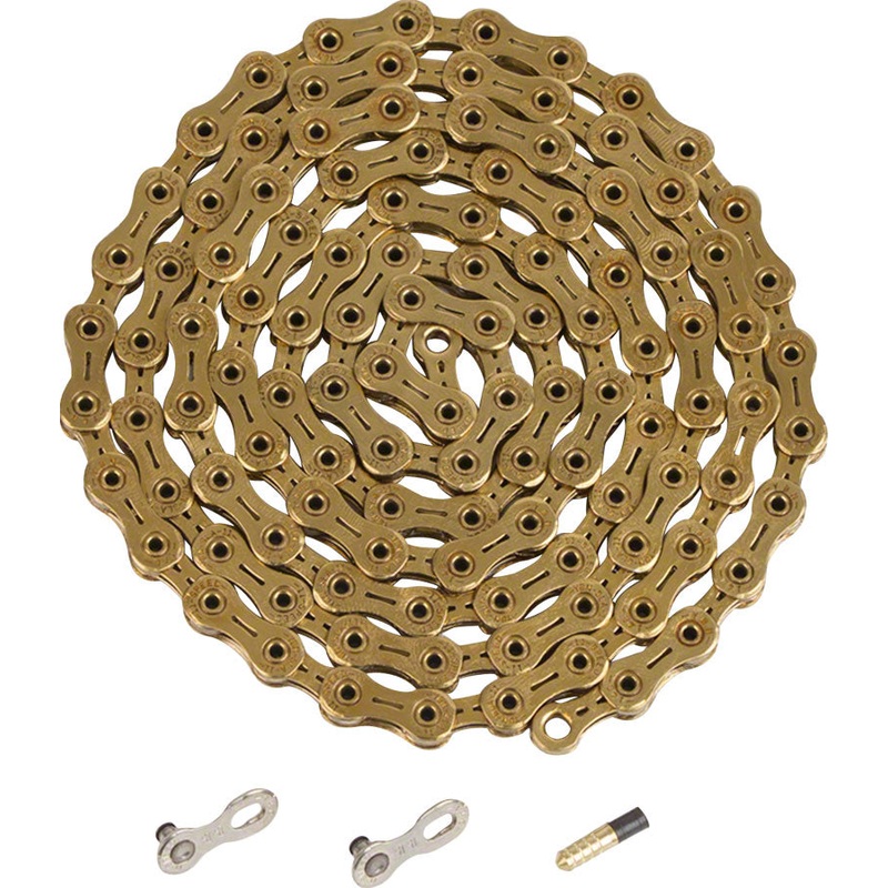NEW YBN Ti-Nitride Gold 11-speed Chain, 116 Links, 5.5mm Wide with One Reusable QRS Master Link