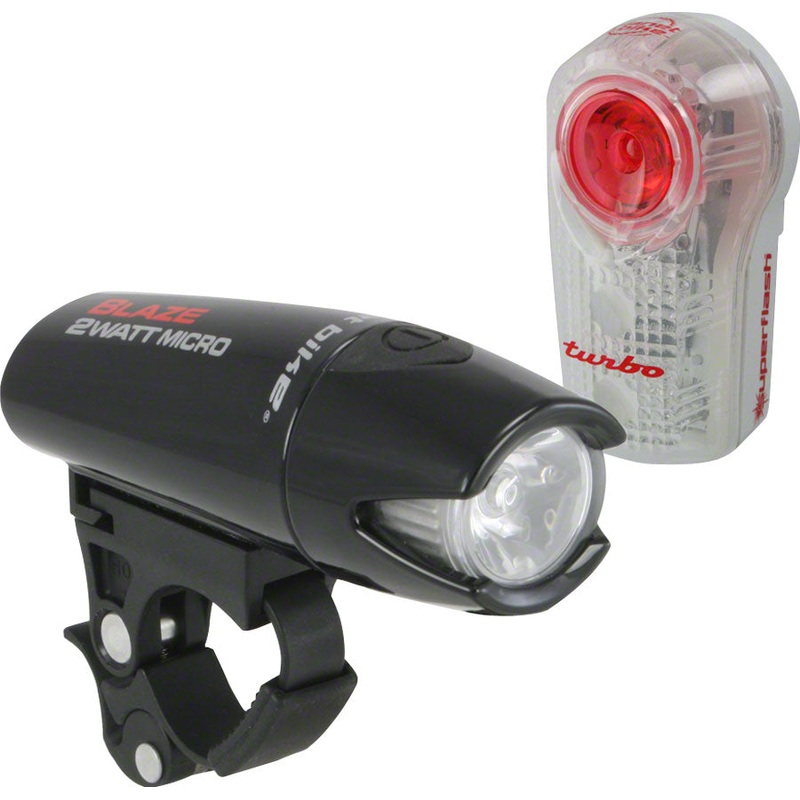 NEW Planet Bike Blaze 2 Watt Micro Black Headlight and Superflash Turbo Light Set