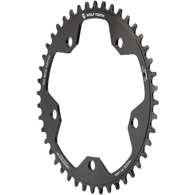NEW Wolf Tooth 130 BCD Road and Cyclocross Chainring – 44t 130 BCD 5-Bolt Drop-Stop 10/11/12-Speed Eagle and Flattop Compatible Black