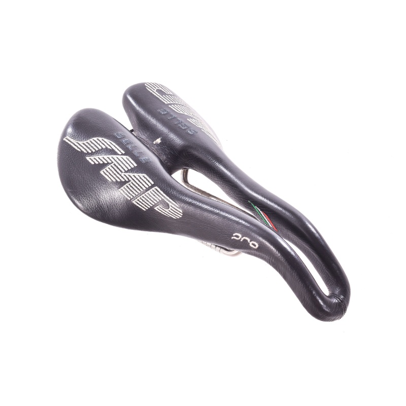 USED Selle SMP Pro Leather Saddle Black w/ Cutout Steel Rails (#1 of 3)