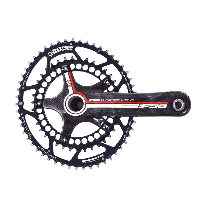 USED FSA K-Force Light 172.5mm 130BCD BB30 Crankset w/ Rotor 53/39T Elliptical Chainrings 2×10